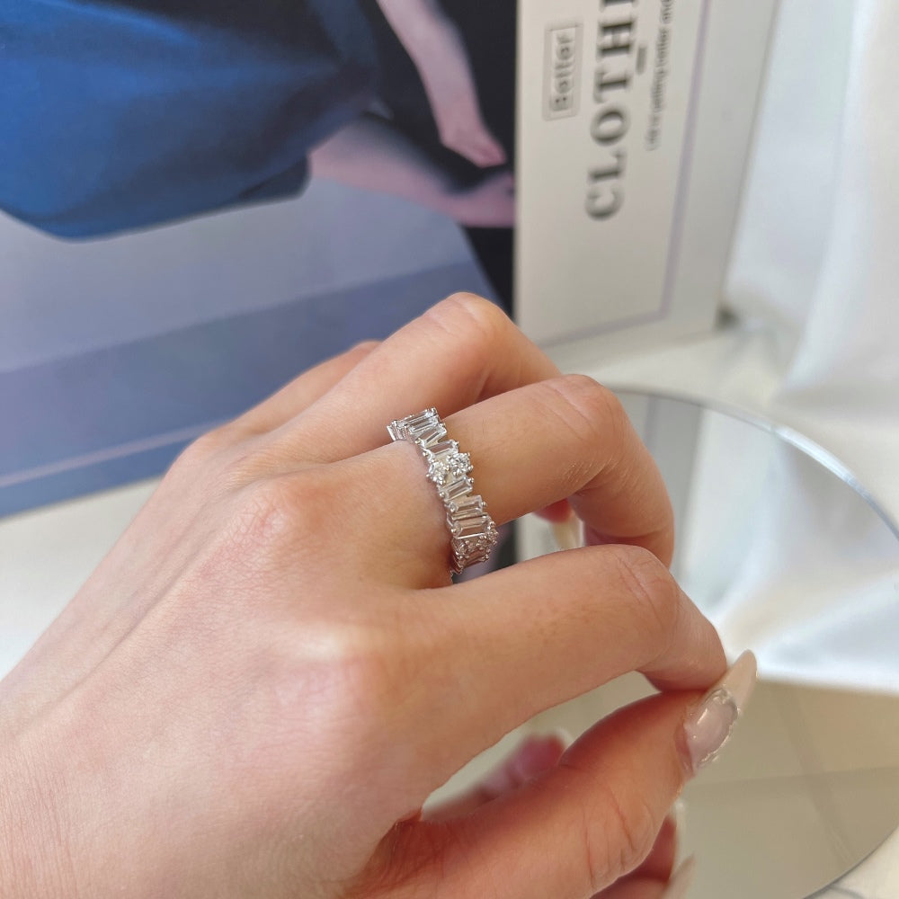 Baguette Cut and round CZ eternity ring
