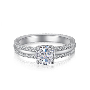 925 Sterling Silver Clear CZ Round Solitaire Ring