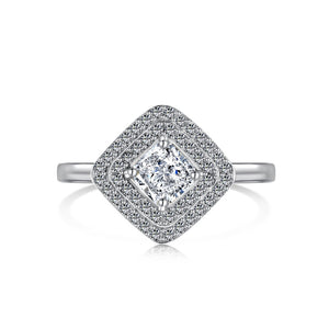 925 Sterling Silver CZ Square Ring