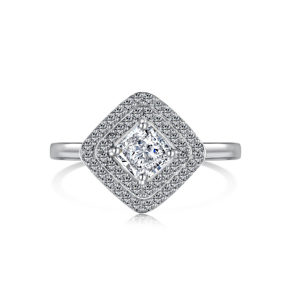 925 Sterling Silver CZ Square Ring