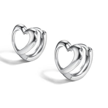 Load image into Gallery viewer, 925 Sterling Silver Heart Hoop Earrings