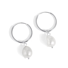 Load image into Gallery viewer, 925 Sterling Silver Freshwater Pearl Hoop Earrings