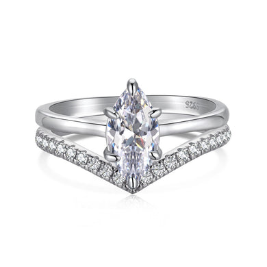 925 Sterling Silver Marquise Wedding Set