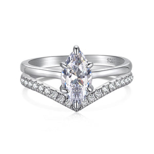 925 Sterling Silver Marquise Wedding Set