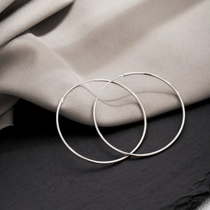 925 Sterling Silver 40mm Plain Hoop Earrings