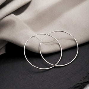 925 Sterling Silver 50mm Plain Hoop Earrings