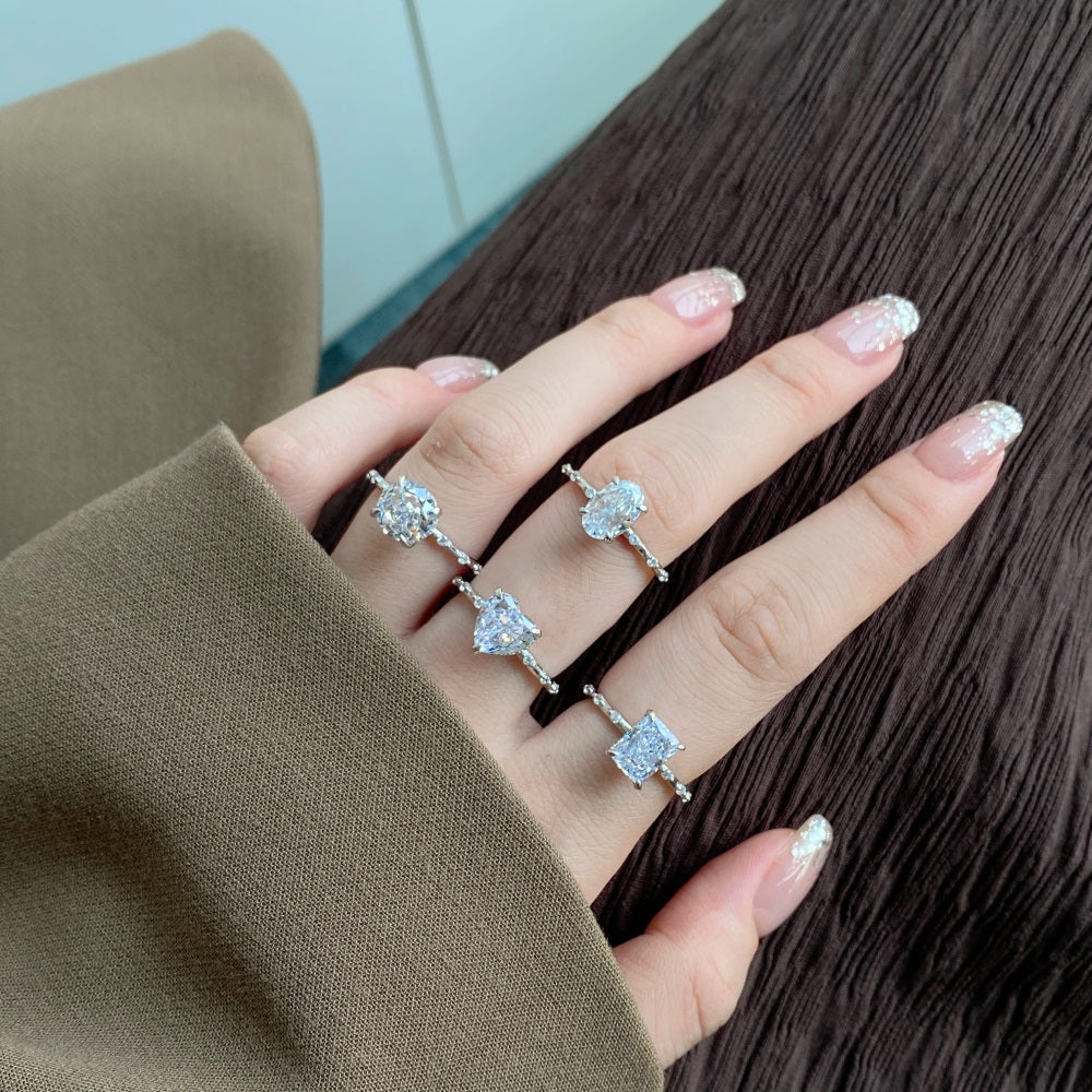 CZ Shimmering Rectangle Ring
