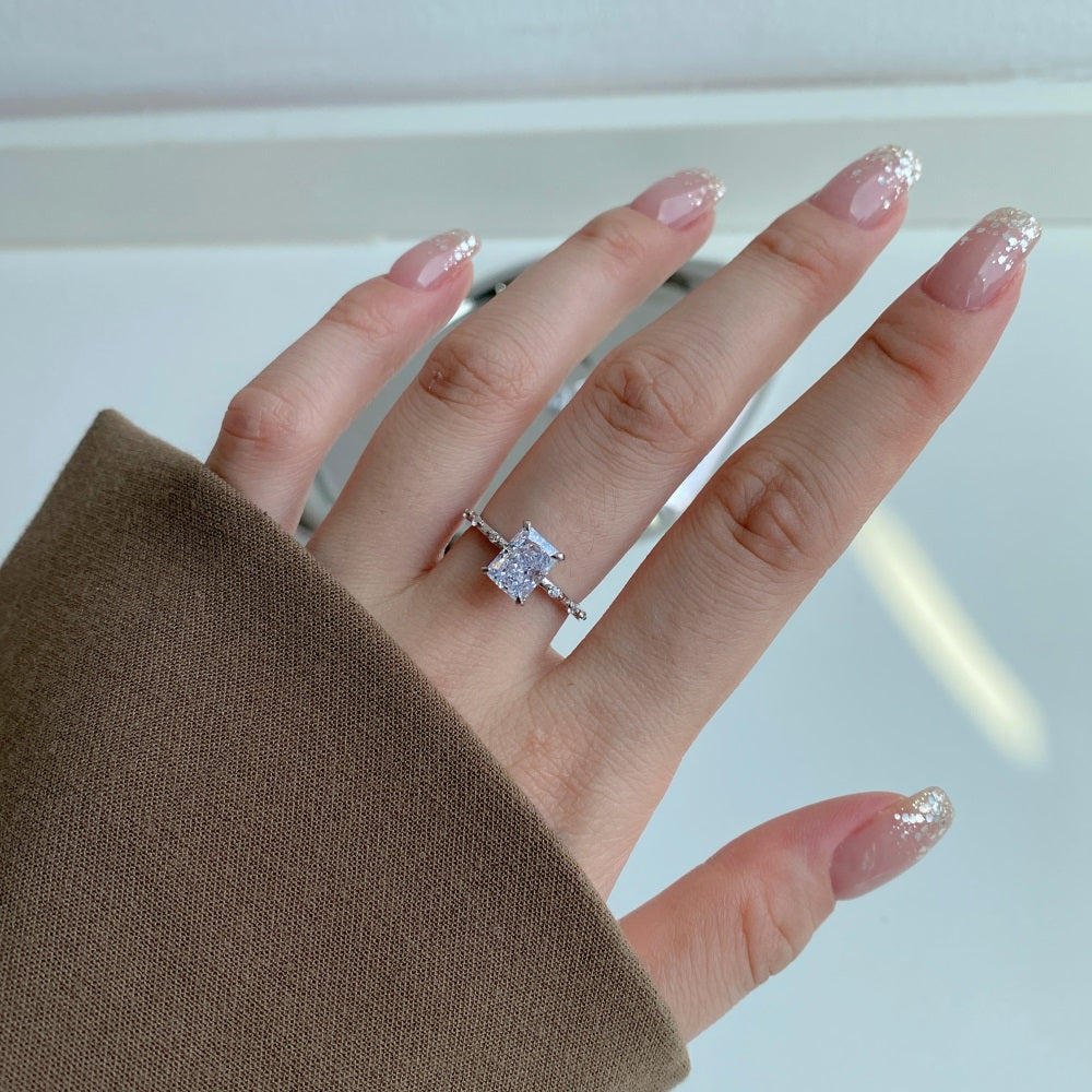 CZ Shimmering Rectangle Ring