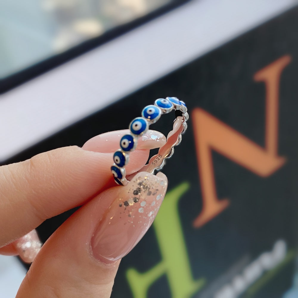 Enamel Greek Evil Eye Ring