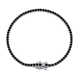925 Sterling Silver Elegant Black CZ (2mm) Tennis Bracelet