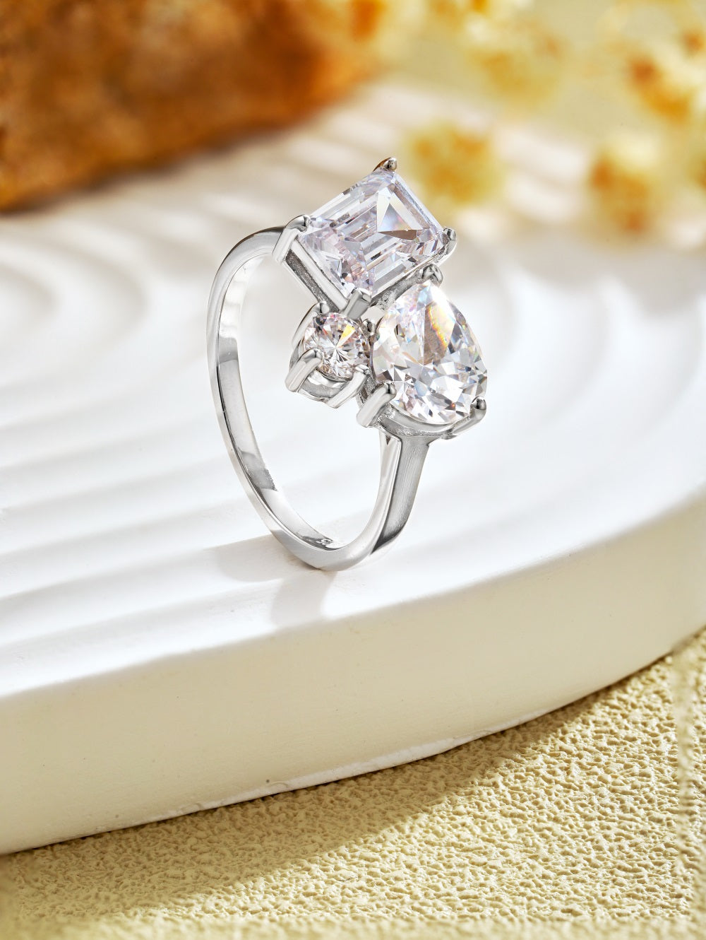 Clear CZ Trio Multi Shape Ring