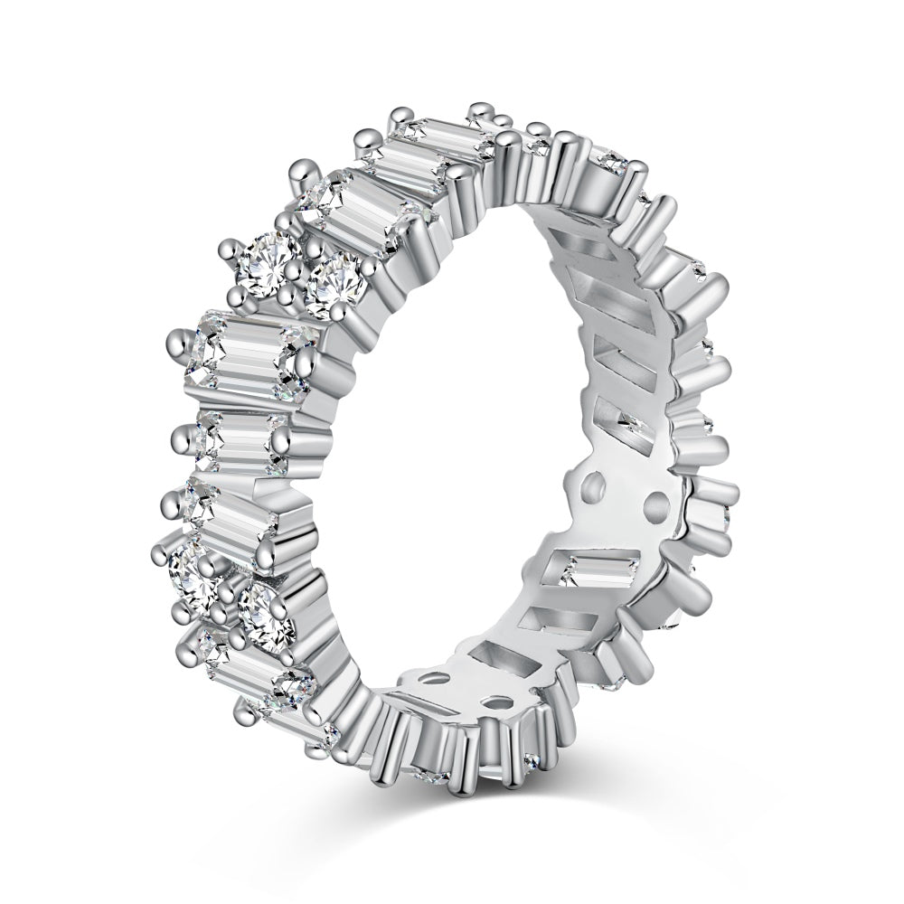 Baguette Cut and round CZ eternity ring