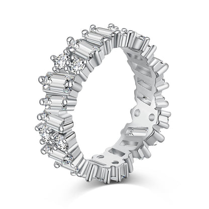 Baguette Cut and round CZ eternity ring