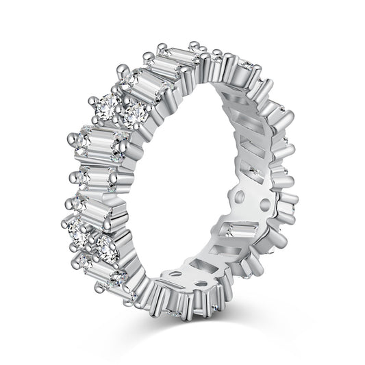 Baguette Cut and round CZ eternity ring
