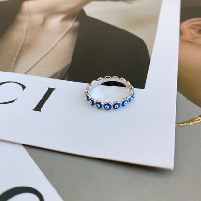 Enamel Greek Evil Eye Ring