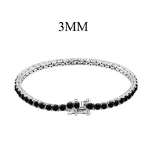 Load image into Gallery viewer, 925 Sterling Silver Elegant Black CZ (3mm) Tennis Bracelet