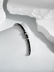 925 Sterling Silver Elegant Black CZ (3mm) Tennis Bracelet
