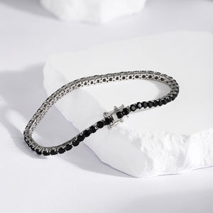 925 Sterling Silver Elegant Black CZ (3mm) Tennis Bracelet