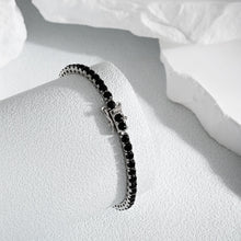 Load image into Gallery viewer, 925 Sterling Silver Elegant Black CZ (3mm) Tennis Bracelet