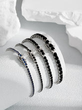 Load image into Gallery viewer, 925 Sterling Silver Elegant Black CZ (2mm) Tennis Bracelet