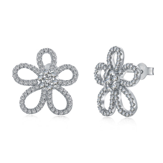 CZ Flower Stud Earrings