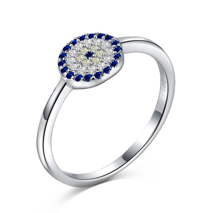 Round Blue CZ Evil Eye Ring