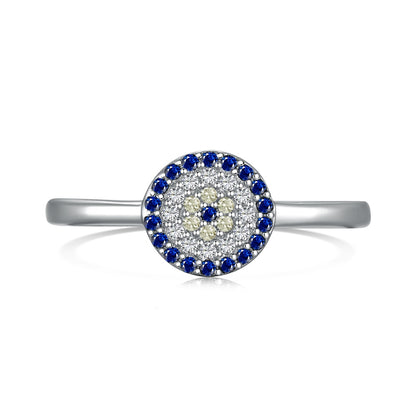 Round Blue CZ Evil Eye Ring
