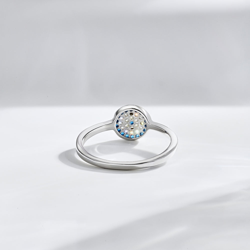 Round Blue CZ Evil Eye Ring