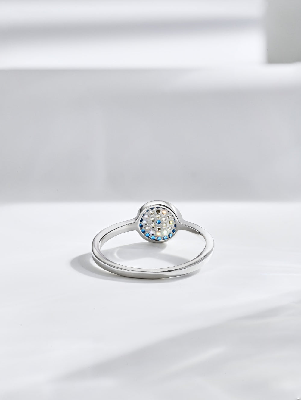 Round Blue CZ Evil Eye Ring