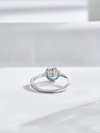 Round Blue CZ Evil Eye Ring