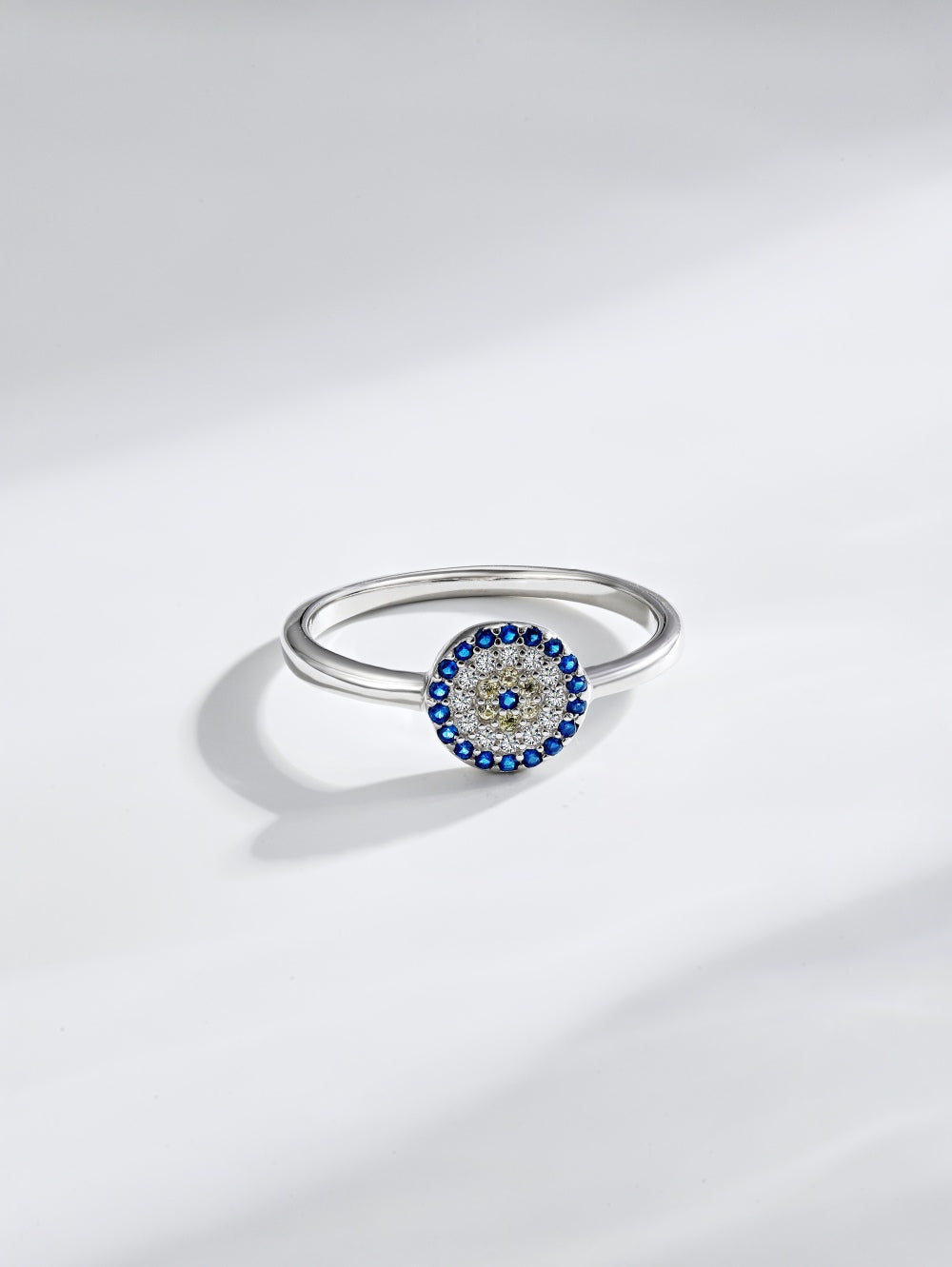 Round Blue CZ Evil Eye Ring