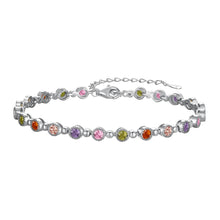 Load image into Gallery viewer, 925 Sterling Silver Sparkling Strand Multi Colour CZ Tennis Bracelet