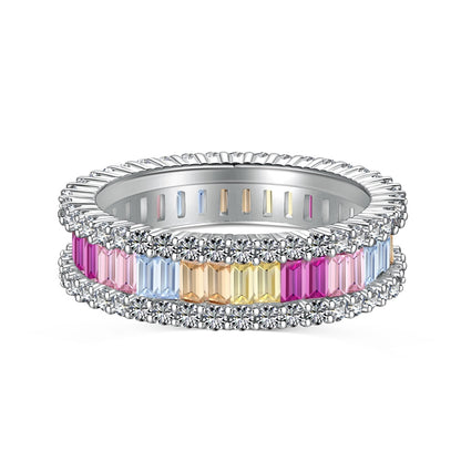 Pastel Colour Baguette CZ Band Ring