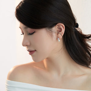 925 Sterling Silver Flower CZ Imitation Pearl Stud Earrings