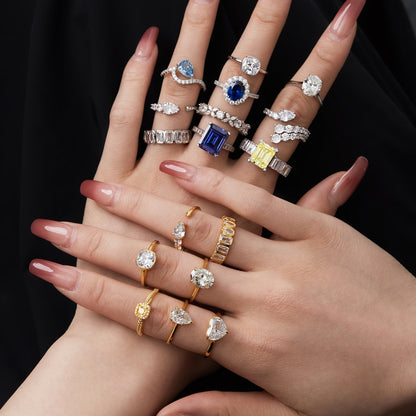 Half Round Half Square CZ Eternity Ring