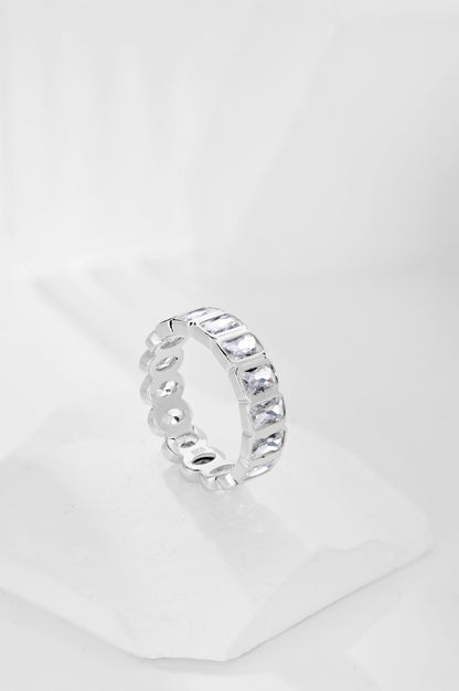 Half Round Half Square CZ Eternity Ring
