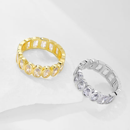 Half Round Half Square CZ Eternity Ring