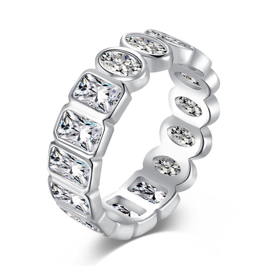 Half Round Half Square CZ Eternity Ring