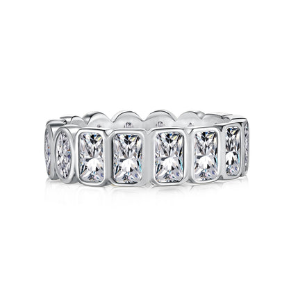 Half Round Half Square CZ Eternity Ring