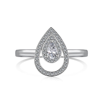 CZ Teardrop Halo Ring