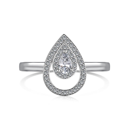 CZ Teardrop Halo Ring