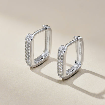 CZ Square Hoop Earrings