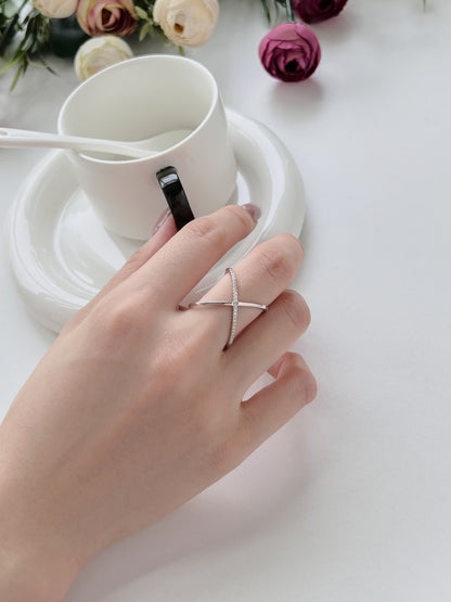 Clear CZ X Cross Over Ring