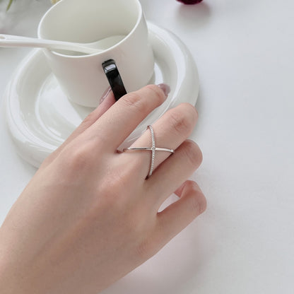 Clear CZ X Cross Over Ring
