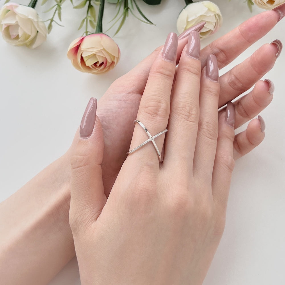 Clear CZ X Cross Over Ring
