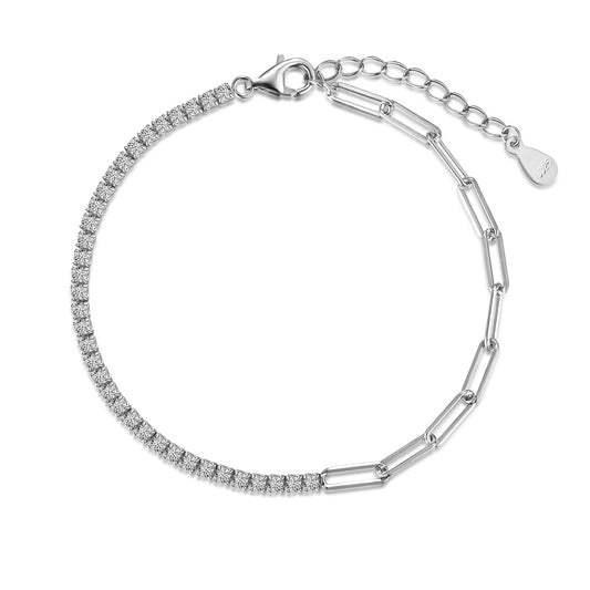 Tennis and Paperclip Chain Bracelet