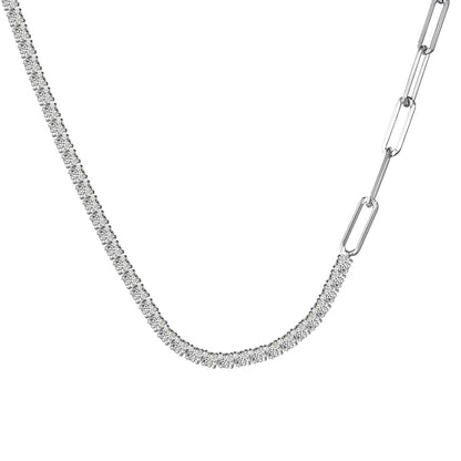 Tennis and Paperclip Chain Necklace