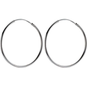 925 Sterling Silver 40mm Plain Hoop Earrings