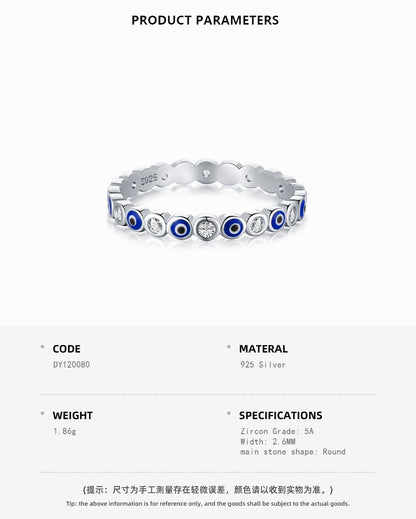 Clear CZ and Evil Eye Ring