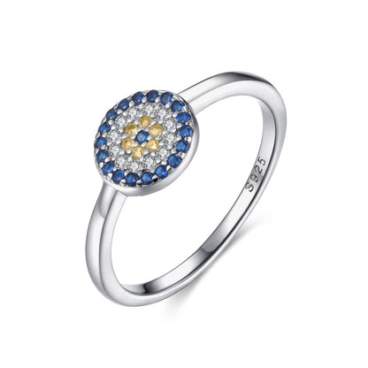 Round Blue CZ Evil Eye Ring